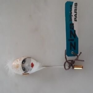 Beautiful Vintage Flapper French Stick Pin Brooch 1970s Collectible Hand Painted